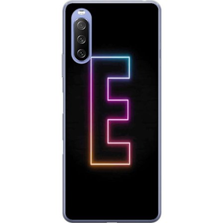Kompatibelt Mobildeksel til Sony Sony Xperia 10 III Lite Minimalistisk neonbokstav E i lyse farger mot mørk bakgrunn i moderne og elegant design