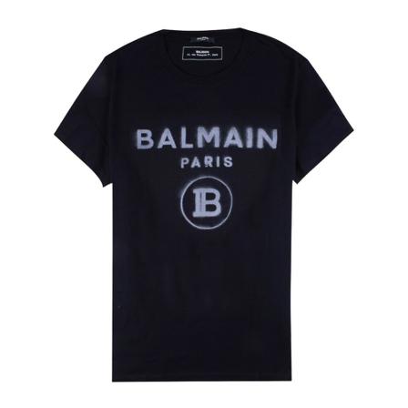 Balmain, T-Shirt With Logo Czarny, Mężczyzna, Rozmiar: S