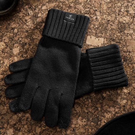 Guantes de punto de algodón negros Freek para hombres - Guantes de invierno