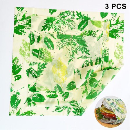 Tre-delt sett med bivoksfolie, gjenbrukbar økologisk bivoksduk.