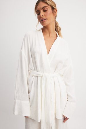 NA-KD Flowy Belted Blazer - Blazere - Hvid - EU 34