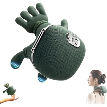 Akselmassage, shiatsumassage til ryg og nakke, opvarmet nakke- og akselmassage, massagepude til nakke og skuldre grøn