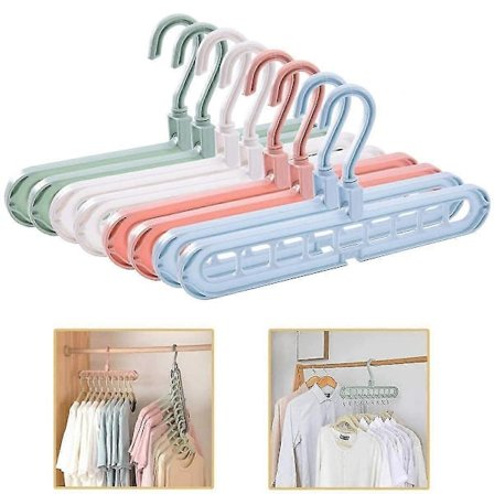 Pakke med 10 tøjbøjler, pladsbesparende multi-tøjbøjleorganisator, stabil garderobe, pladsbesparende skabsbøjle, pladsbesparende tøjbøjle med 9