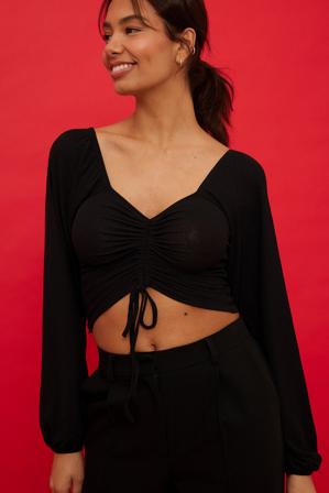 NA-KD Haut avec cordon de serrage - Crop tops - Noir - XX-Small