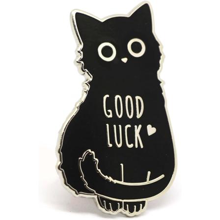2 stk. Lykke til svart katt emaljenål Lucky Charm reversnål Backpac