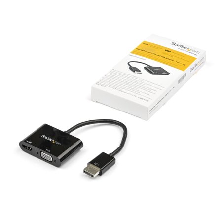 StarTech DisplayPort to HDMI VGA Adapter, DisplayPort 1.2 HBR2 to HDMI 2.0 (4K 60Hz) or VGA 1080p Converter Dongle, DP to HDMI or VGA Monitor Adapter,