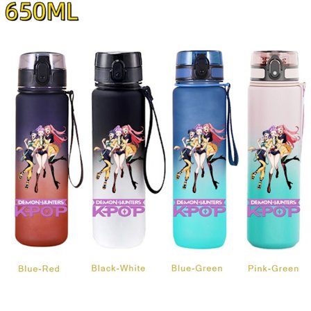 650 ml KPop Demon Hunters -vesipullo läppäisellä kannella – täydellinen matkustamiseen, kuntoiluun ja lahjoihin