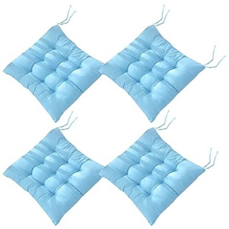 4 stk. bløde stolehynder, stolehynder med bånd, spisebordsstolehynder til have, terrasse, køkken, spisestue (40x40cm)