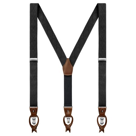 Vexel | Suspensórios Pretos com Losangos para homens - Suspensórios com molas