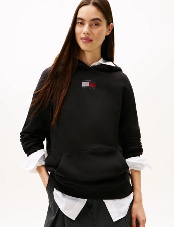 Tommy Jeans Tjw Rlx Party Flag Hoodie Ext - Black - S