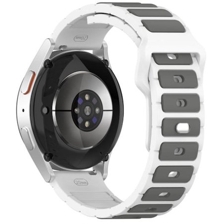 Silikonarmband Samsung Galaxy Watch7 44mm 40mm / Watch6 44mm 40mm / Watch6 Classic 47mm 43mm Universal 20mm Dual Color klockarmband - Vit + Grå