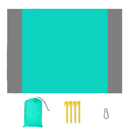 Picnic tæppe - 200x210 cm - Picnic tæppe - Strandtæppe - Vandtæt - Strandtilbehør - Velegnet til camping/have/strand/picnic - Grøn og gr