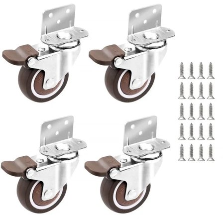 4x Hjul - 25 mm för möbler Små svängbara hjul med broms one-
