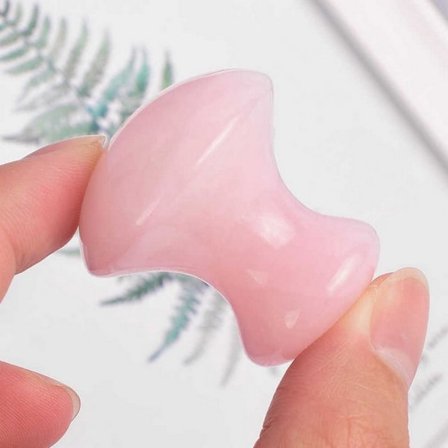 Gesigtsmassager Rosenkvarts - Guasha Champignon, Anti-Alder, Stimulerer blodcirkulationen, Sund og Strålende Hud - Sun&Sia