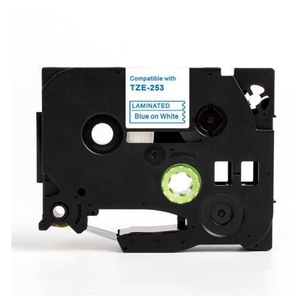 Tape 24mm TZe-253 Blå på Vit - Lyreco - Kontorsmaskiner - Märkmaskiner och tape - Tape - Brother TZ