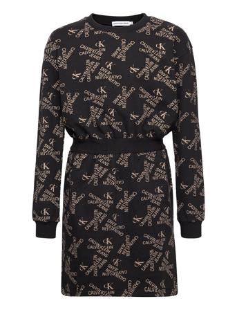 Logo Aop Sweatshirt Dress Black Calvin Klein