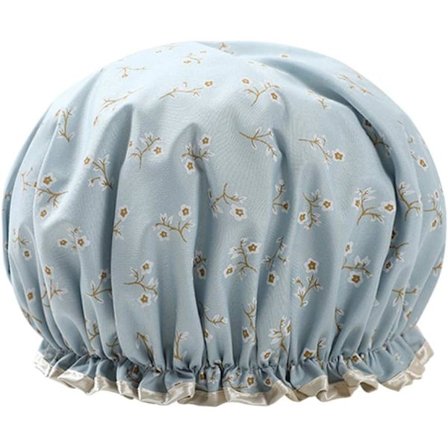 Brusehatte Kvinder Dobbeltlags Brusehat Vandtæt Elastisk Badehat Med Blomstermønster Til Kvinder Bruse Spa Salon