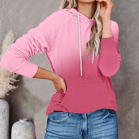 Långärmade Huvtröjor För Kvinnor Med Fickor Baggy Gradient Sweatshirt