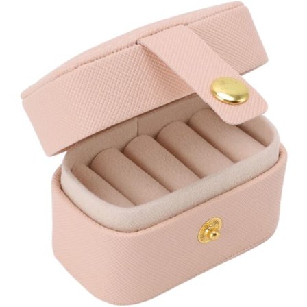 Mini Ringförvaringslåda i PU-läder, Liten Smyckeslåda, Organiserare, Liten Reseväska för Örhängen