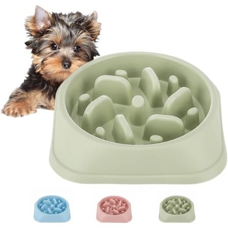 Langsom madskål til hunde, skridsikker puslespilsmadskål til kæledyr, holdbar skål der forhindrer kvælning og gør fodringen sjov Grøn