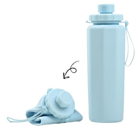 600ml Hopfällbara Vattenflaskor - Portabla Vikbara Expanderbara BPA-fria Läcksäkra Återanvändbara Flaskor för Resor, Camping, Vandring, C