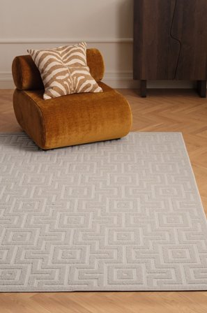 &Home - Tæppe Daisy Square - Hvid - Fladvævede tæpper - 140X200 - Fra Homeroom