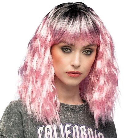 Bølget Paryk Lyserød/Sort