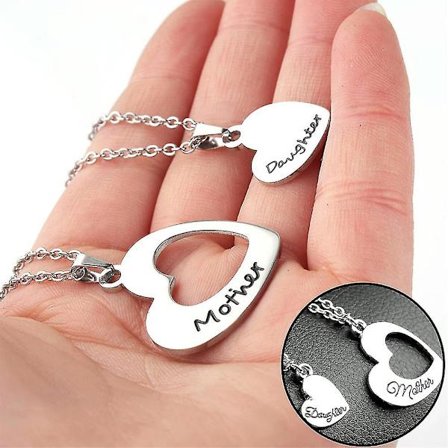 Halsband med hjärthänge till mamma och dotter - Smyckesgåva till mors dag