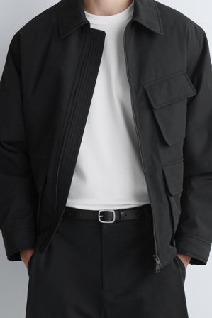 COS Men's Grained Leather Belt in Black