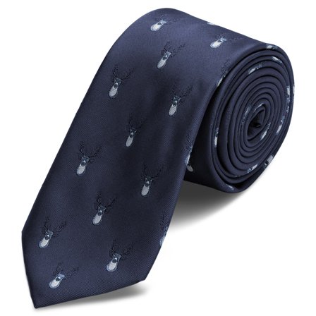 Navy Christmas Reindeer Tie for Men - Christmas ties
