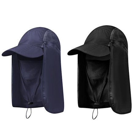 2 stk. Aftagelig Solskygge Hat 3 i 1 Full Face Cap Anti UV Full Face Halsbeskyttelse Åndbar Hurtigtørrende til Udendørs Fiskeri Vandreture (farve: 