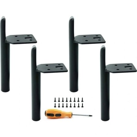 4 stk. 15 cm sorte møbelben i metal, DIY møbelbordsben med skruer til sofa, sofabord, sengebord og andre møbler