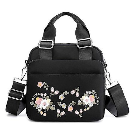Lett Vanntett Crossbody-veske Skulderveske med Blomsterbroderi for Kvinner