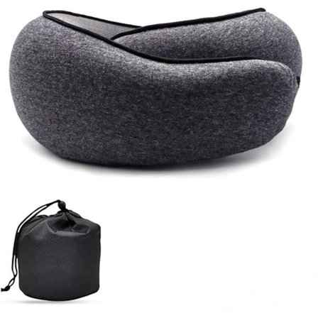 Reisepute for nakke U-formet Memory Cotton Nakkeputer Massasje Nakkepute Sove Flypute Cervical Health Care Pillow blek grå