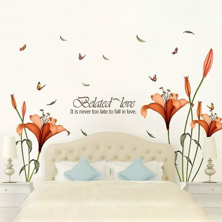 Kaunis Lily-kukka seinätarra irrotettava PVC DIY-tarra