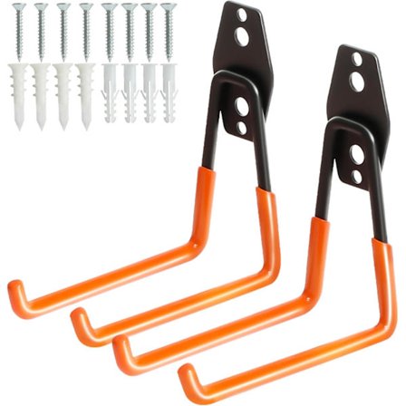 Kraftiga Garagekrokar - För Stegar, Förlängningssladdar, Kablar - Medelstarka Universalkrokar för Garage- och Trädgårdsredskapsorganisation. 2 st
