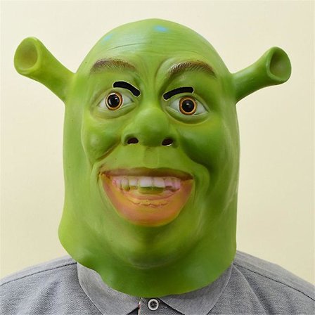 Shrek Mask Kostym Mask Halloween Cosplay Helt Huvud Grön Vuxen Shrek Mask Latex