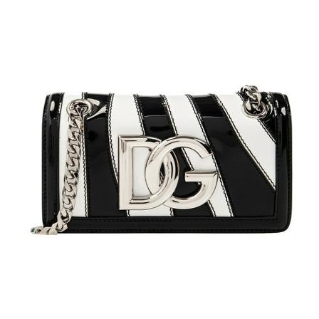Dolce & Gabbana, 3.5 shoulder bag Zwart, Dames, Maat:ONE Size,leer,Streeppatroon