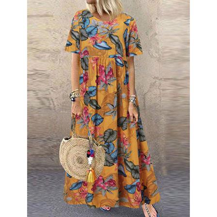 Bohemian Holiday Sundress Summer Women Vintage Blommig Printed S