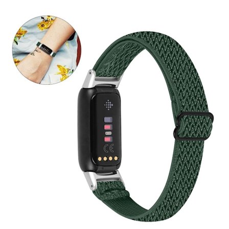 Fitbit Luxe elastiskt klockarmband i nylon - Militärgrön