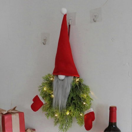 Santa Claus Ansiktsløs Julekrans - Lysende Dør-, Bar- eller Veggdekor - Yx