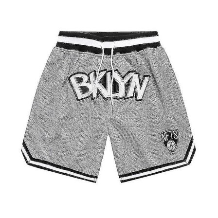 Nba Brooklyn Nets Harmaat shortsit Brodeeratut urheilushortsit