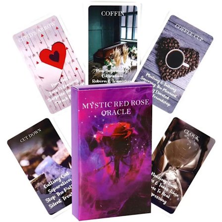 53 kort Mystic Red Rose Oracle Deck 10,3*6cm A Situations Deck Tarotkort Twin Flame Oracle Cards Kärlek Nyckelord B