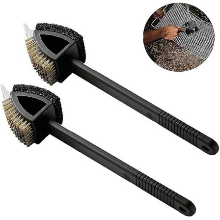 Grilliuunin Keittiön Metallilanka Puhdistusharja Grillin Puhdistusharja 2 kpl Grilliharja Metallikaapimella ja Kaapimella