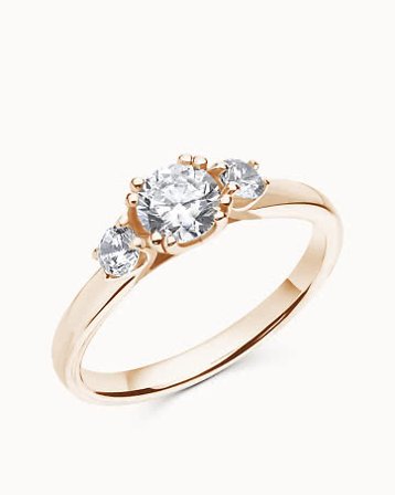 Trestensring Eloise med doble klør - 18K Rose Gull, Naturlig Diamant