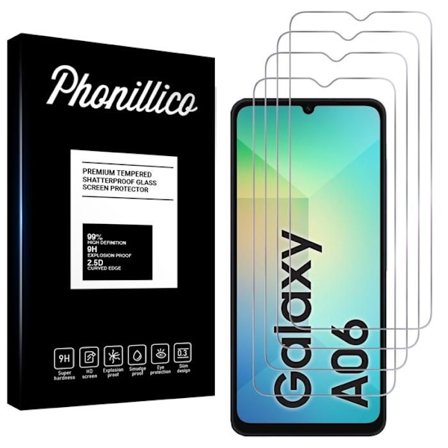 Lujitettu lasi - Phonillico - Samsung Galaxy A06 - Pakkaus 4 - Naarmuuntumaton - Läpinäkyvä