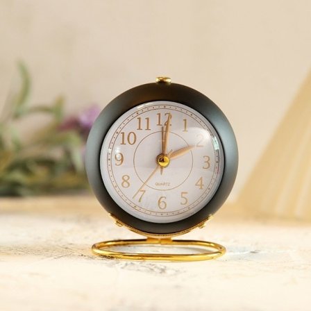 Vekkerklokke uten tikking, analog vekkerklokke med lys, retro høylytt vekkerklokke, svart