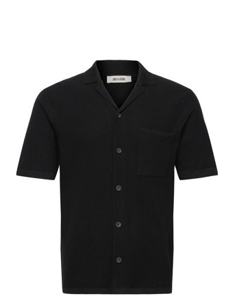 Onstony Reg 12 Ss Waffle Shirt Knit Black ONLY & SONS