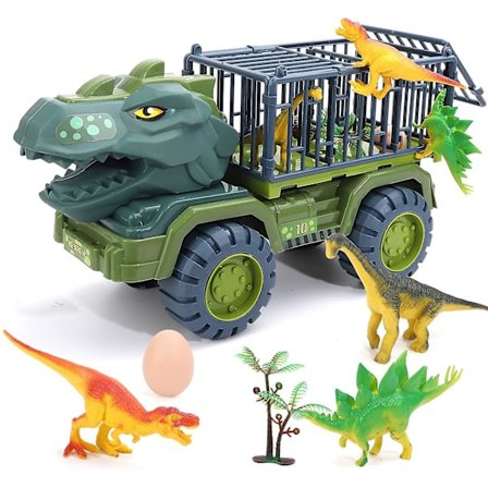 Dinosaurie Leksaker för Barn 3-5 & 5-7, Stor Dinosaurie Transportbil med Dinosaurieägg, Träd och 3 Dinosaurie Leksaker för 2 3 4 5 6 7 År Gamla Pojkar