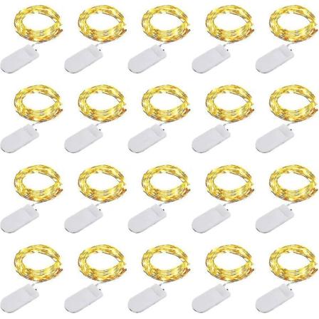 Eventyrlys [20-pakning], Mini batteridrevne eventyrlys 1M 10 LED kobberrådgiver innendørs og utendørs